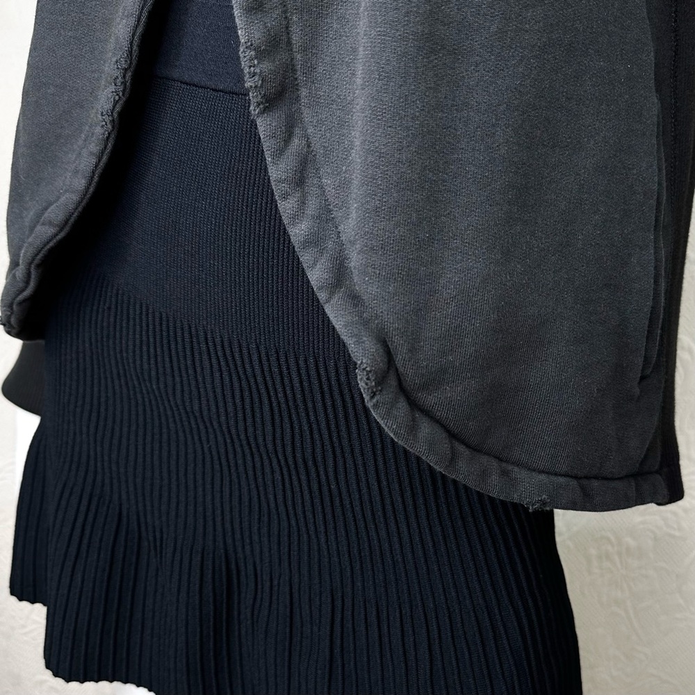 James Perse 2 (M) Distressed Black One-Snap Open Front Sweatshirt Jacket - Picture 14 of 16